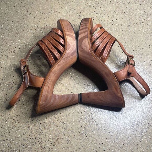 Jeffrey Campbell Free People Wood Platform Leather Sandals 9.5 - Picture 5 of 11